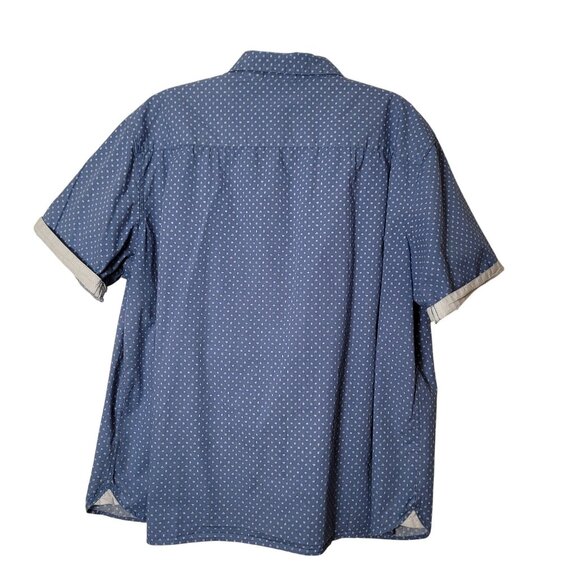 Moda Campia Mens Blue Short Sleeve Button-Up Shirt XXL 100% Cotton Classic Fit W - Picture 10 of 12